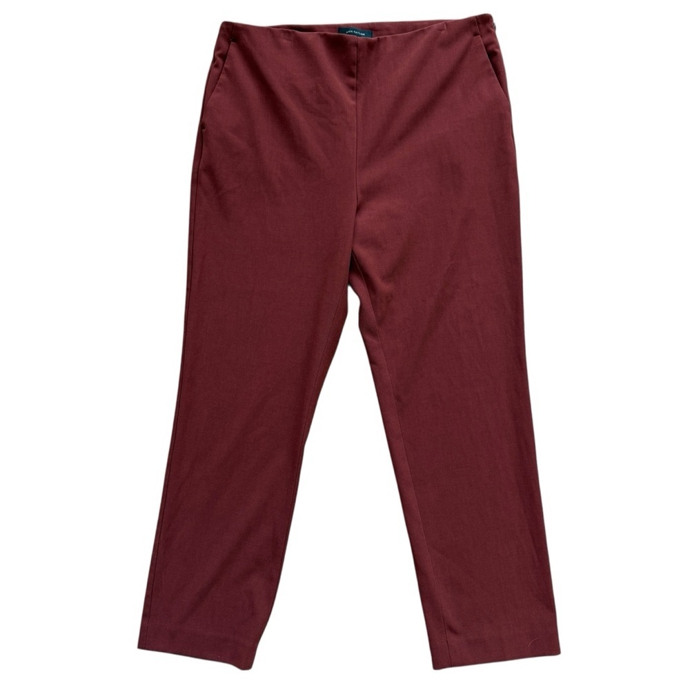 Ann Taylor Women's Size 14 Burgundy Pull-On Workwear Pants Side Zip Office Wear